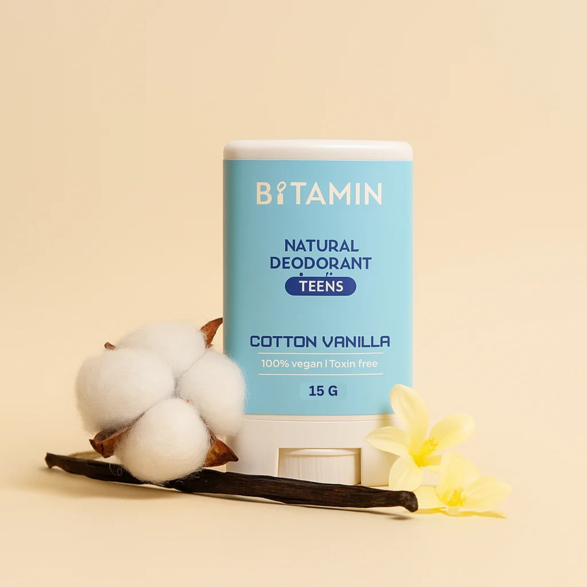 Bitamin Cotton Vanilla Teens Natural Deodorant Roll On Stick
