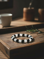 Thumbnail for NVR Black & White Beaded Bracelet for Men & Women - Distacart