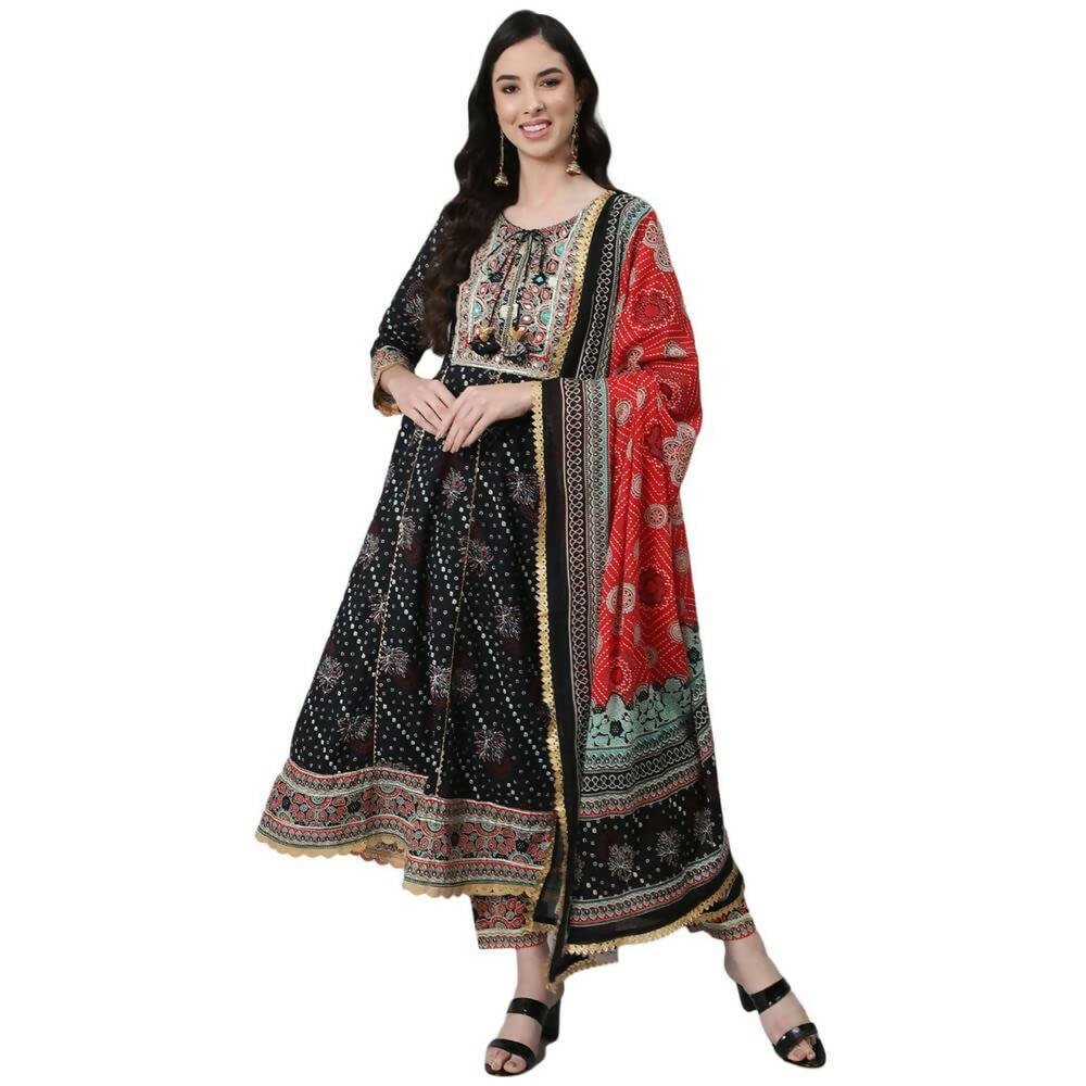 Anubhutee Women's Black Kurta Palazzo with Dupatta Set - Distacart