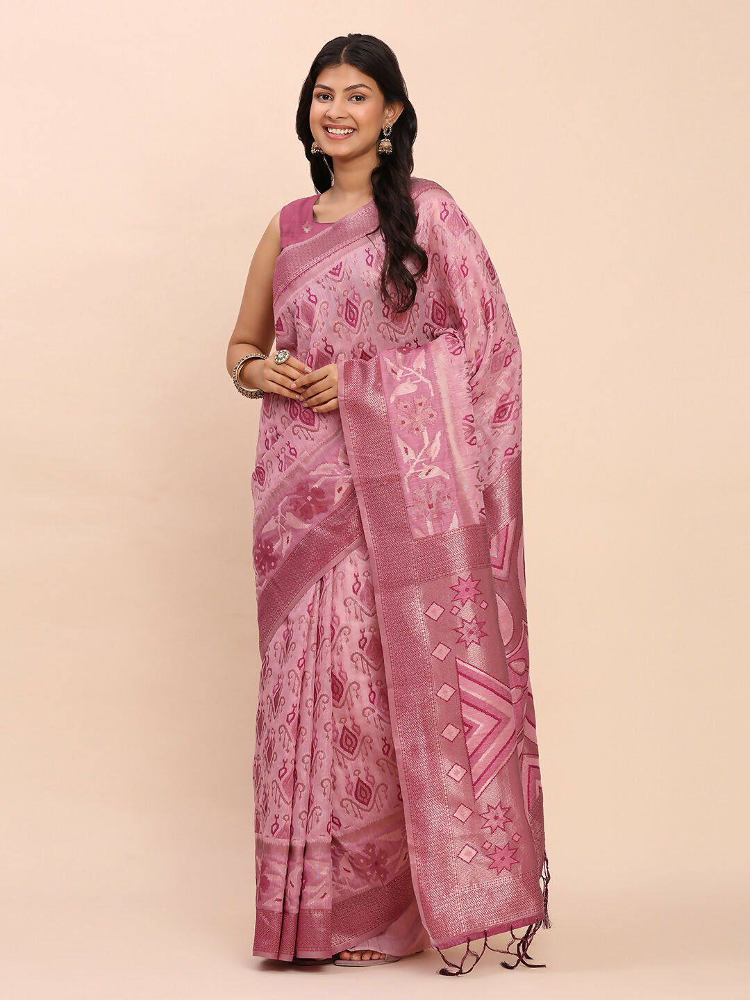 Astita Linen Cotton Light Pink Saree