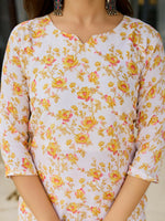 Thumbnail for The52 Yellow Women's Beautiful Printed Silk Blend Fabric with Straight Kurta, Pant and Dupatta Set - Distacart