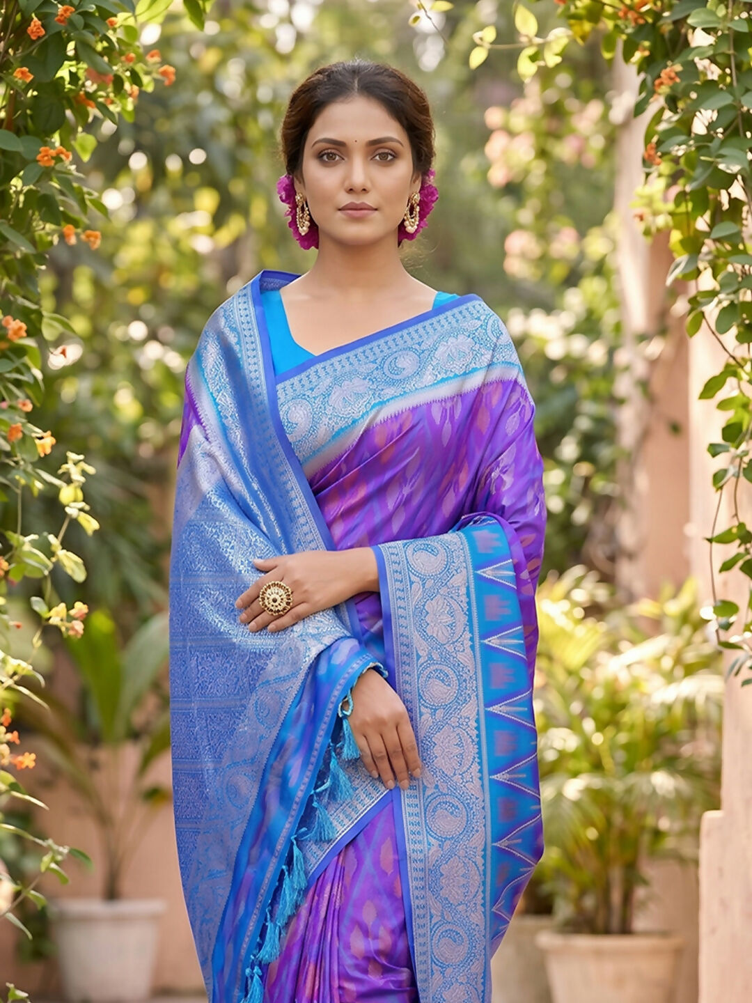 Shree Shyam Fashion Purple Soft Silk Saree - Dista