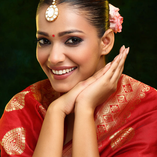 Ruby Raang 22k Gold Polished Kundan Maang Tikka