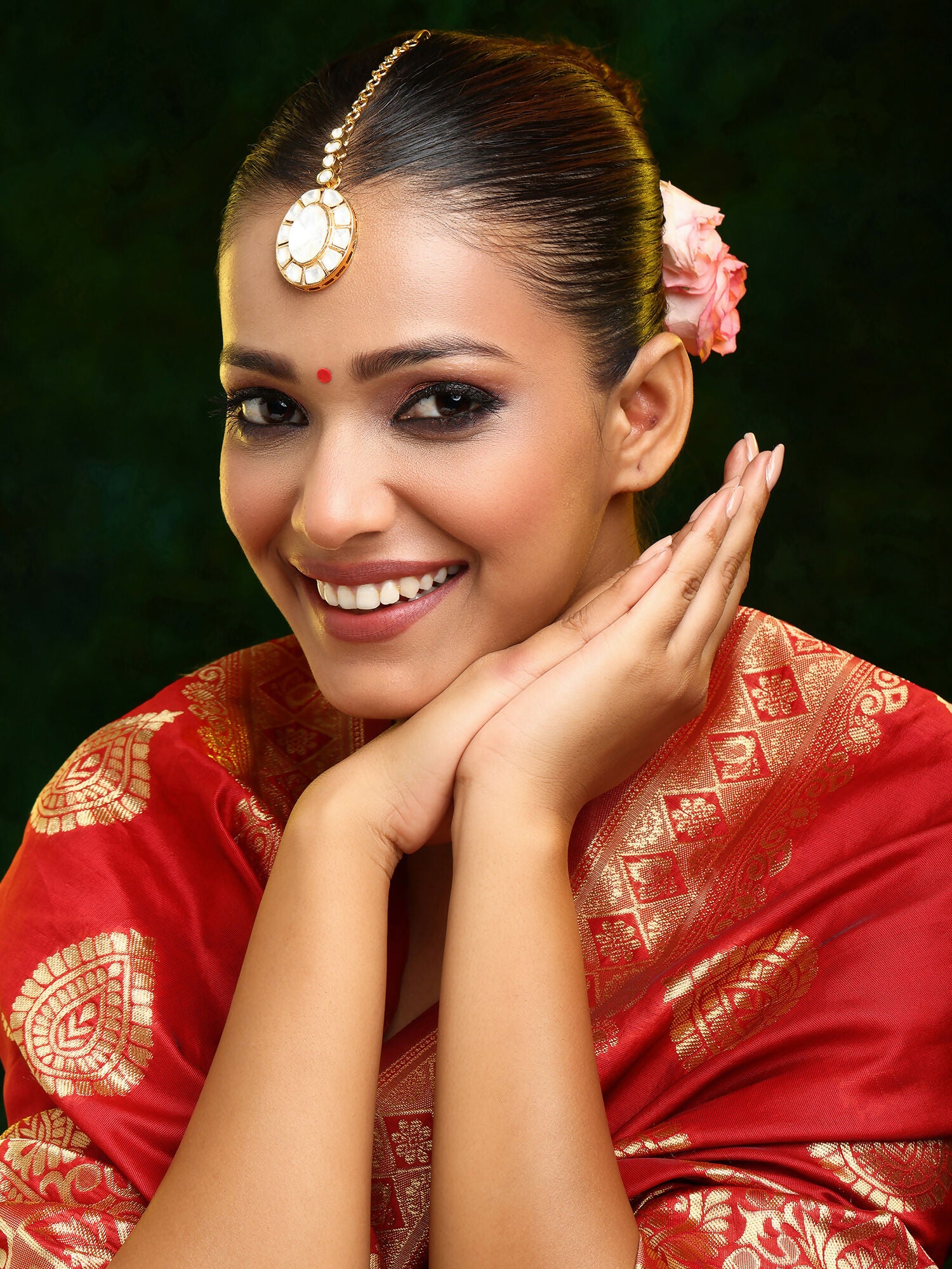Ruby Raang 22k Gold Polished Kundan Maang Tikka - Distacart