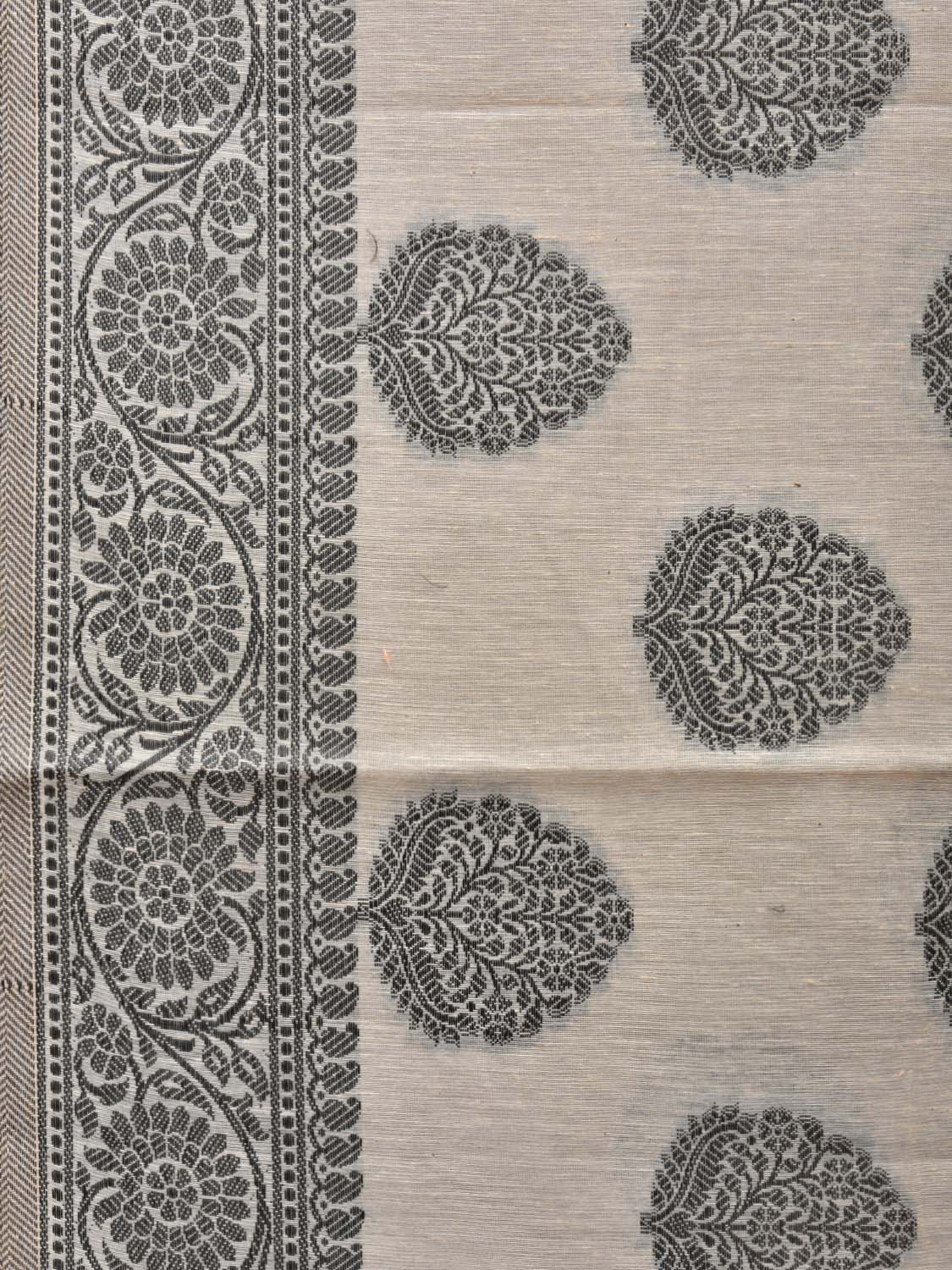 Cream and Black Cut Work Sico Cotton Saree with Body Buta and Border Design - Global Threads - Distacart