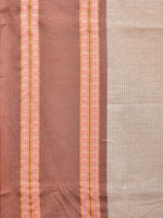 Thumbnail for Cream and Fawn Bamboo Cotton Saree with Strips Design No Blouse - Global Threads - Distacart