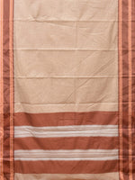 Thumbnail for Cream and Fawn Bamboo Cotton Saree with Strips Design No Blouse - Global Threads - Distacart