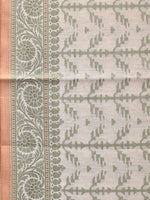 Thumbnail for Cream and Light Green Cut Work Sico Cotton Saree with All Over and Border Design - Global Threads - Distacart
