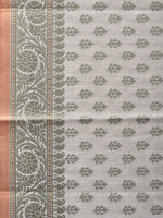 Thumbnail for Cream and Light Green Cut Work Sico Cotton Saree with All Over and Border Design - Global Threads - Distacart
