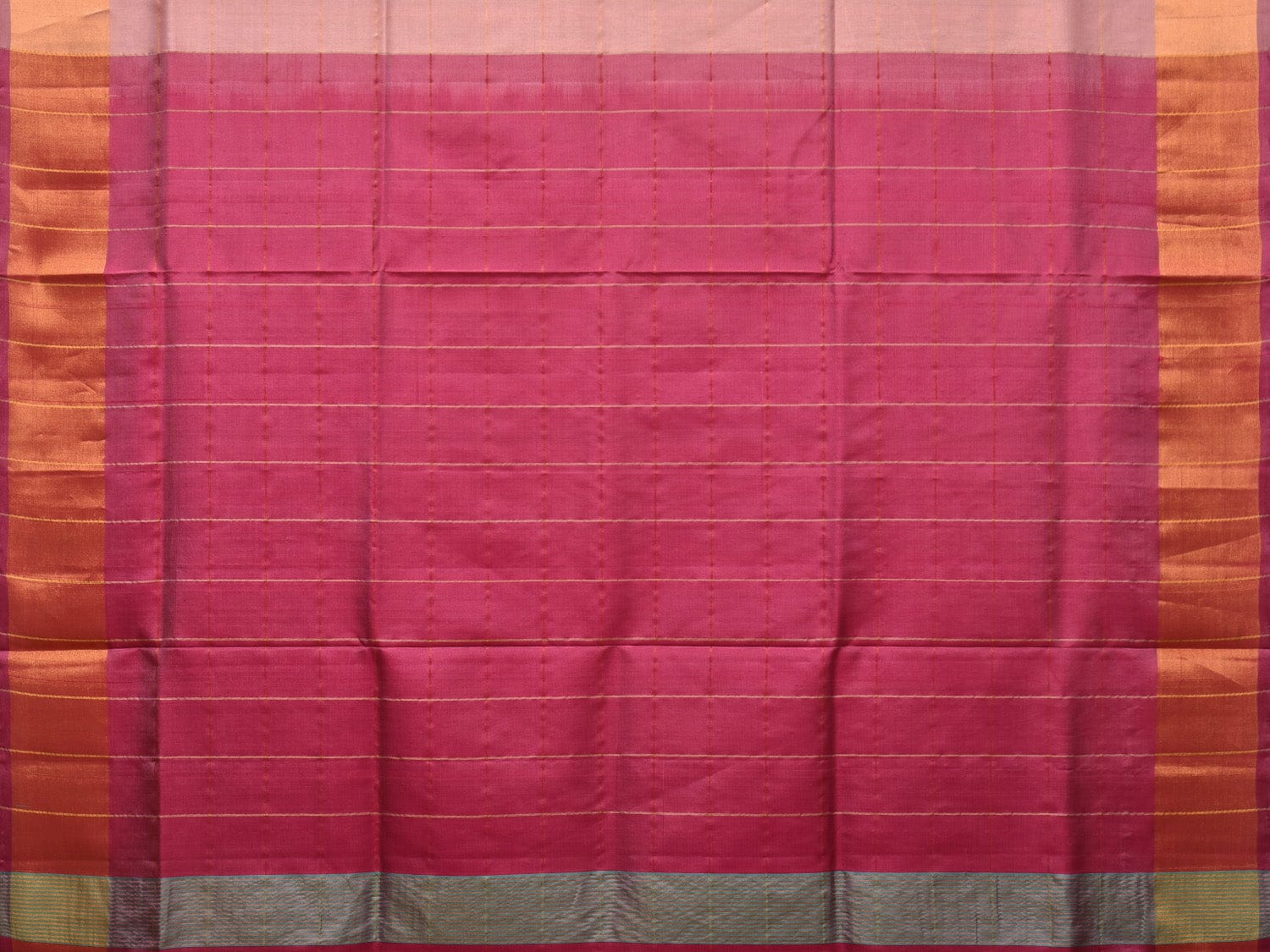 Cream and Pink Uppada Silk Handloom Saree with Checks and Contrast Pallu Design - Global Threads - Distacart