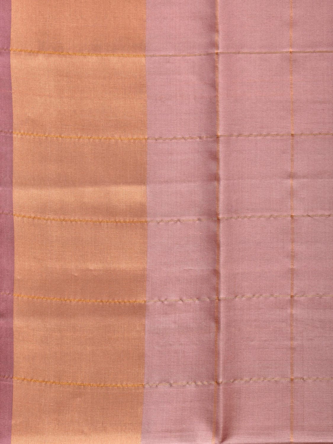 Cream and Pink Uppada Silk Handloom Saree with Checks and Contrast Pallu Design - Global Threads - Distacart