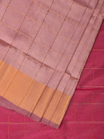 Thumbnail for Cream and Pink Uppada Silk Handloom Saree with Checks and Contrast Pallu Design - Global Threads - Distacart