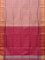 Thumbnail for Cream and Pink Uppada Silk Handloom Saree with Checks and Contrast Pallu Design - Global Threads - Distacart