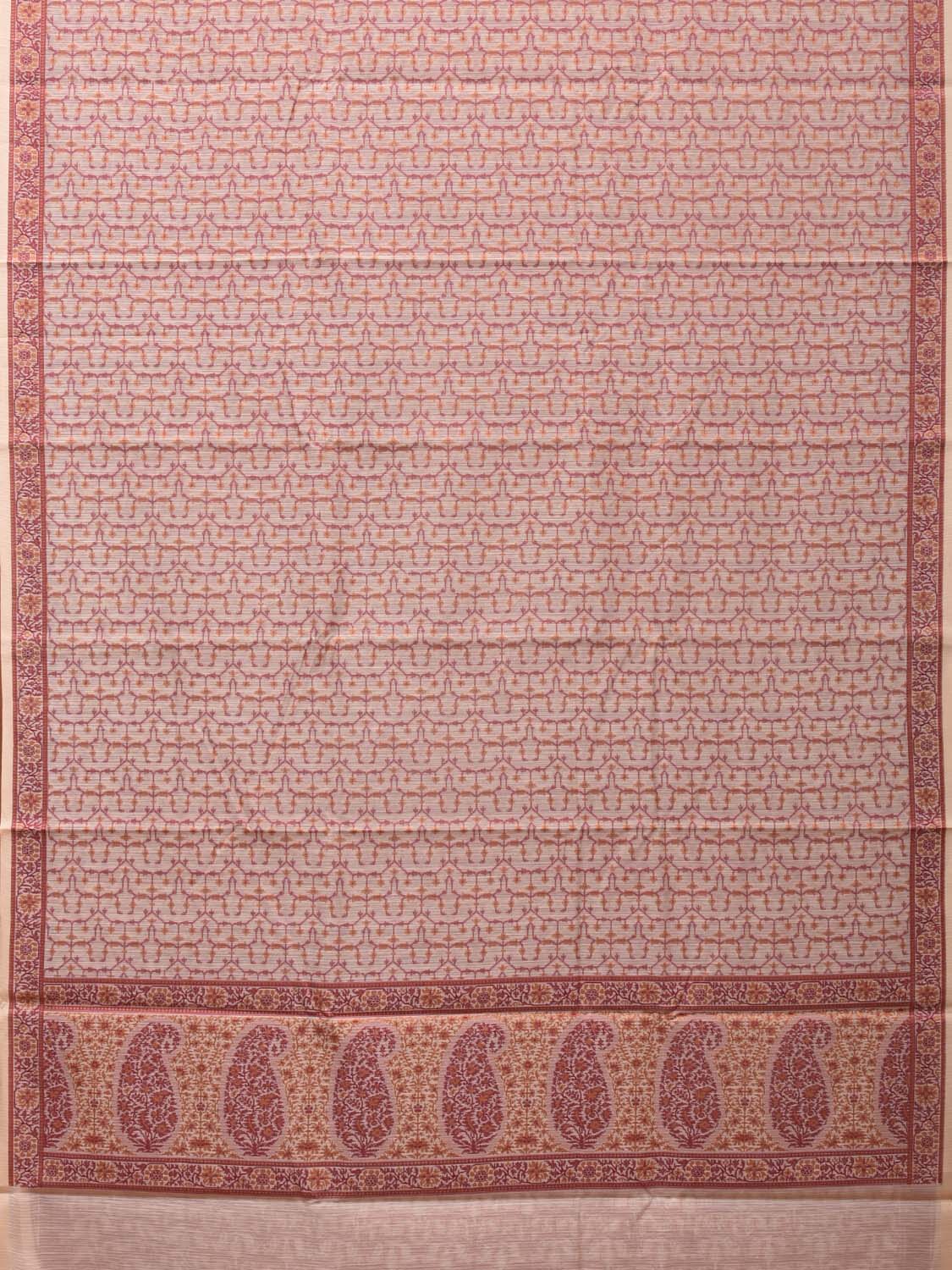 Cream and Red Cut Work Sico Cotton Saree with All Over and Border Design - Global Threads - Distacart