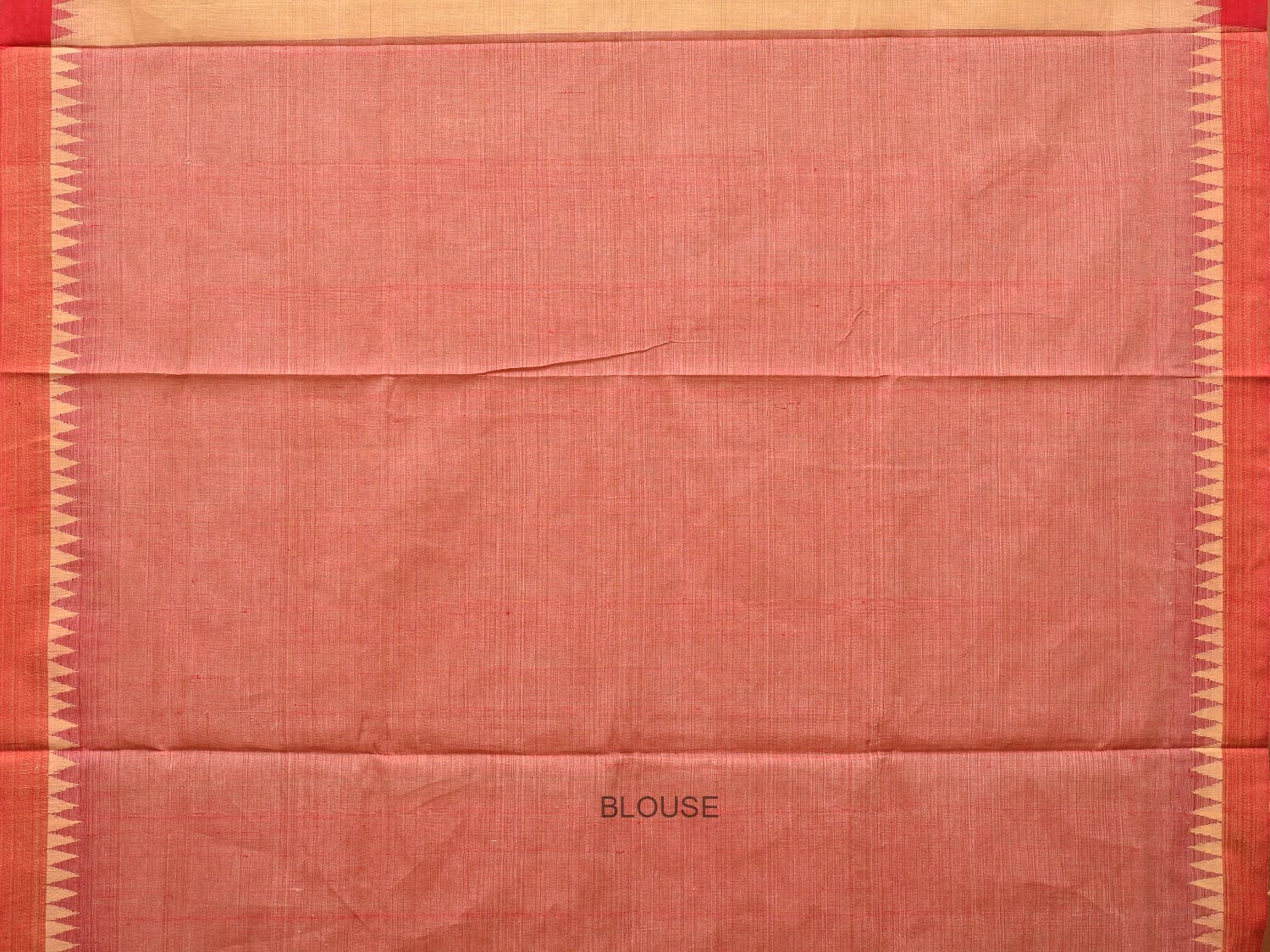 Cream and Red Khadi Cotton Handloom Saree Plain Saree with Strips Pallu Design - Global Threads - Distacart
