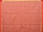 Thumbnail for Cream and Red Khadi Cotton Handloom Saree Plain Saree with Strips Pallu Design - Global Threads - Distacart
