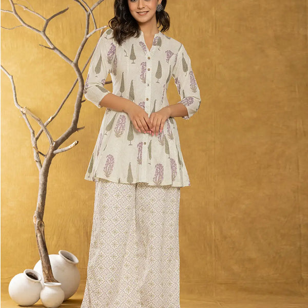 Yufta Cream Cotton Co-Ord Set - Distacart