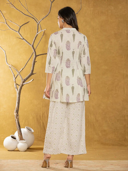 Yufta Cream Cotton Co-Ord Set - Distacart