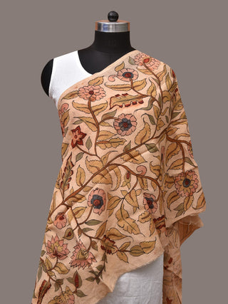 Cream Kalamkari Hand Painted Sico Stole with Tree of Life Design - Global Threads - Distacart