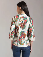 Thumbnail for Yufta Cream Pure Cotton Paisley Peplum Top - Distacart
