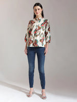 Thumbnail for Yufta Cream Pure Cotton Paisley Peplum Top - Distacart