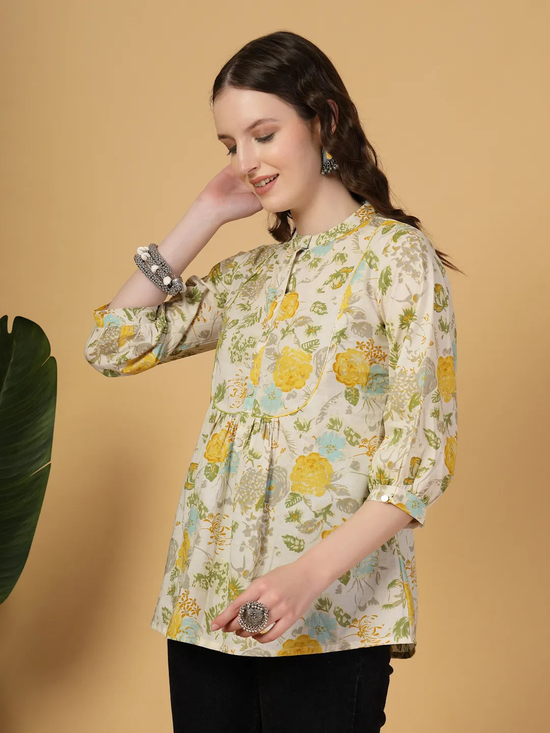 Yufta Cream Pure Cotton Top - Distacart