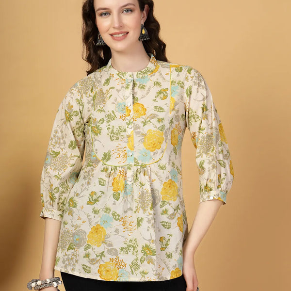 Yufta Cream Pure Cotton Top - Distacart