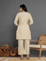 Thumbnail for Yufta Cream Thread_Work Shirt And Trouser Silk Blend Co-Ord Set