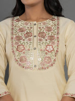 Thumbnail for Yufta Cream Thread_Work Shirt And Trouser Silk Blend Co-Ord Set
