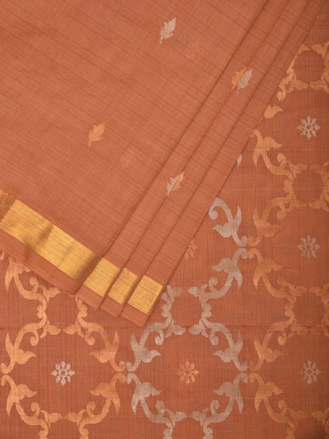 Cream Uppada Cotton Handloom Saree with Grill Pallu Design - Global Threads - Distacart