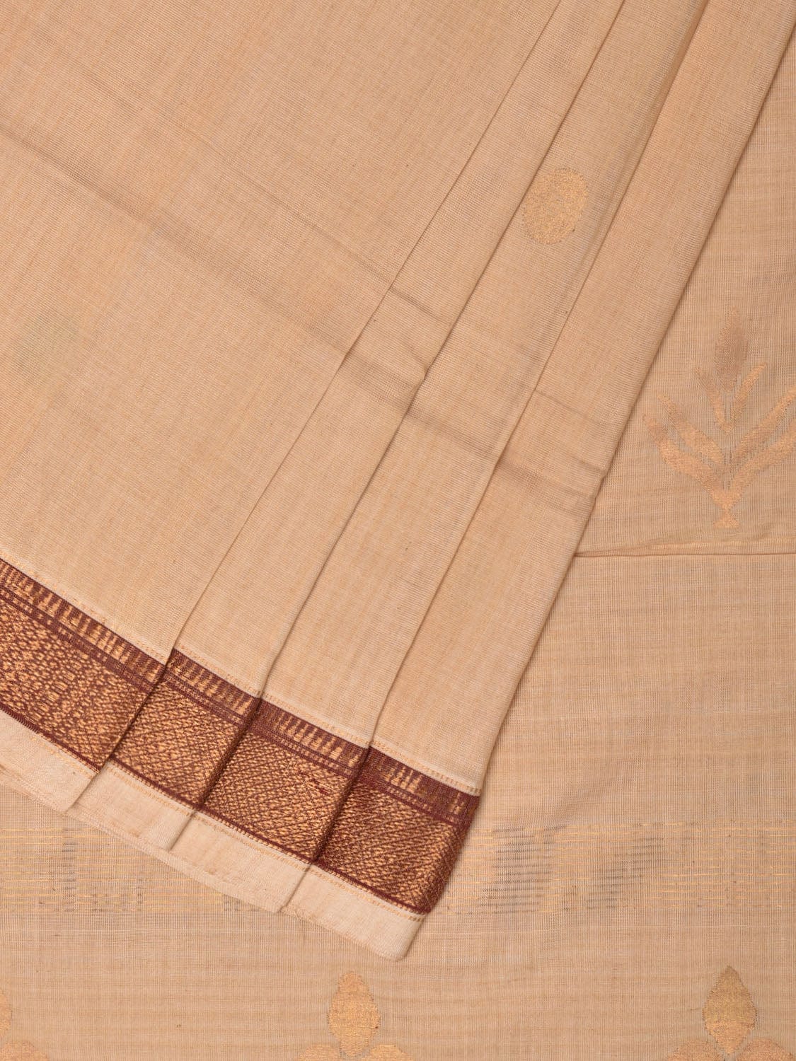 Cream Uppada Cotton Handloom Saree with Pallu Design - Global Threads - Distacart