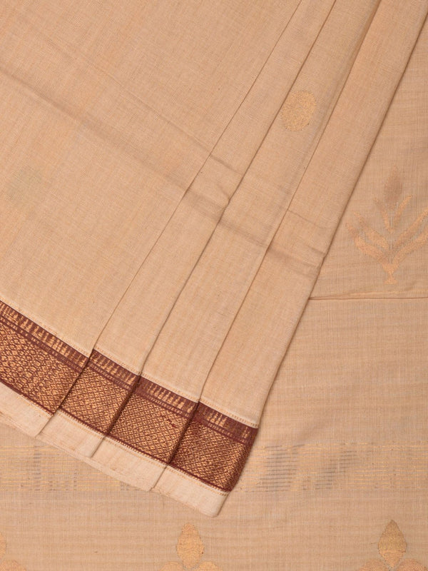Cream Uppada Cotton Handloom Saree with Pallu Design - Global Threads - Distacart