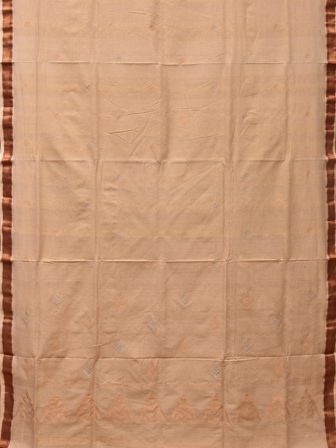 Cream Uppada Cotton Handloom Saree with Pallu Design - Global Threads - Distacart