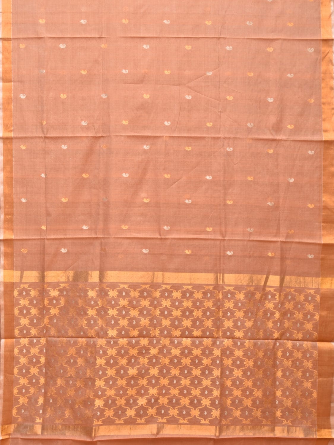 Cream Uppada Cotton Silk Handloom Saree with Jamdani Grill Design - Global Threads - Distacart