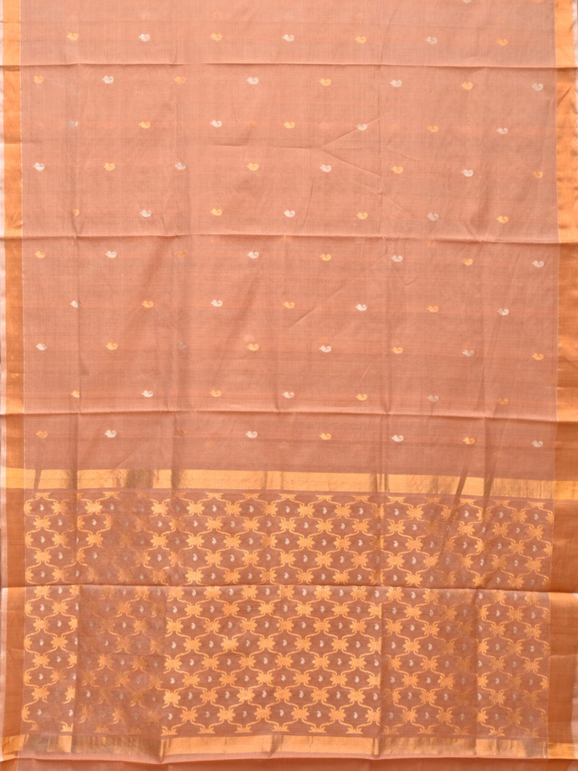 Cream Uppada Cotton Silk Handloom Saree with Jamdani Grill Design - Global Threads - Distacart