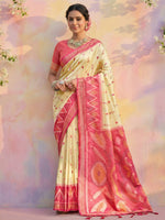 Thumbnail for Anaita Cream Soft Silk Printed Saree With Blouse - Dista