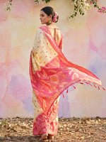 Thumbnail for Anaita Cream Soft Silk Printed Saree With Blouse - Dista