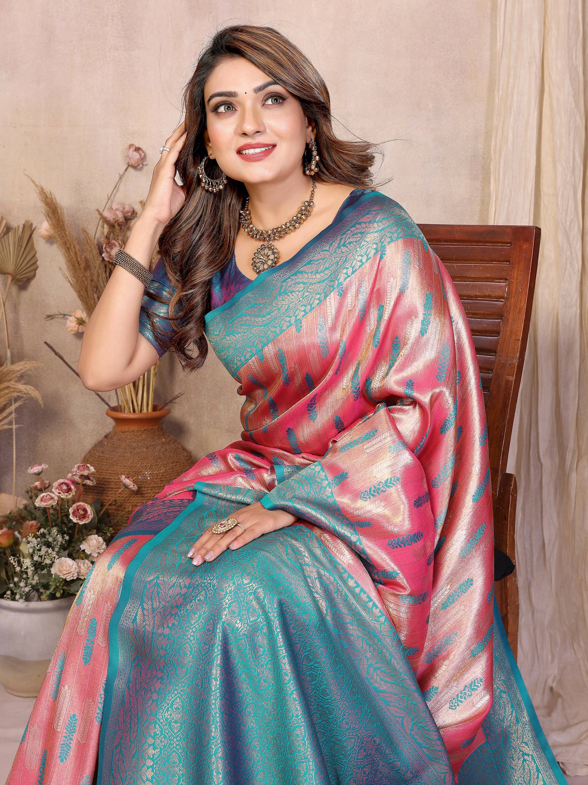 Aastha Fashion Red Tissue Silk Paithani Woven Saree - Distacart