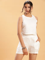 Thumbnail for BohoJazz Crop Top with Wooden Buttons and Comfort Shorts Co-ords