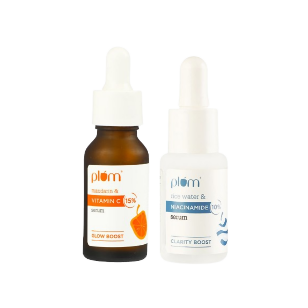 Plum Glow & Clarify Serum Combo - 15% Vitamin C Face Serum + 10% Niacinamide Face Serum - Distacart