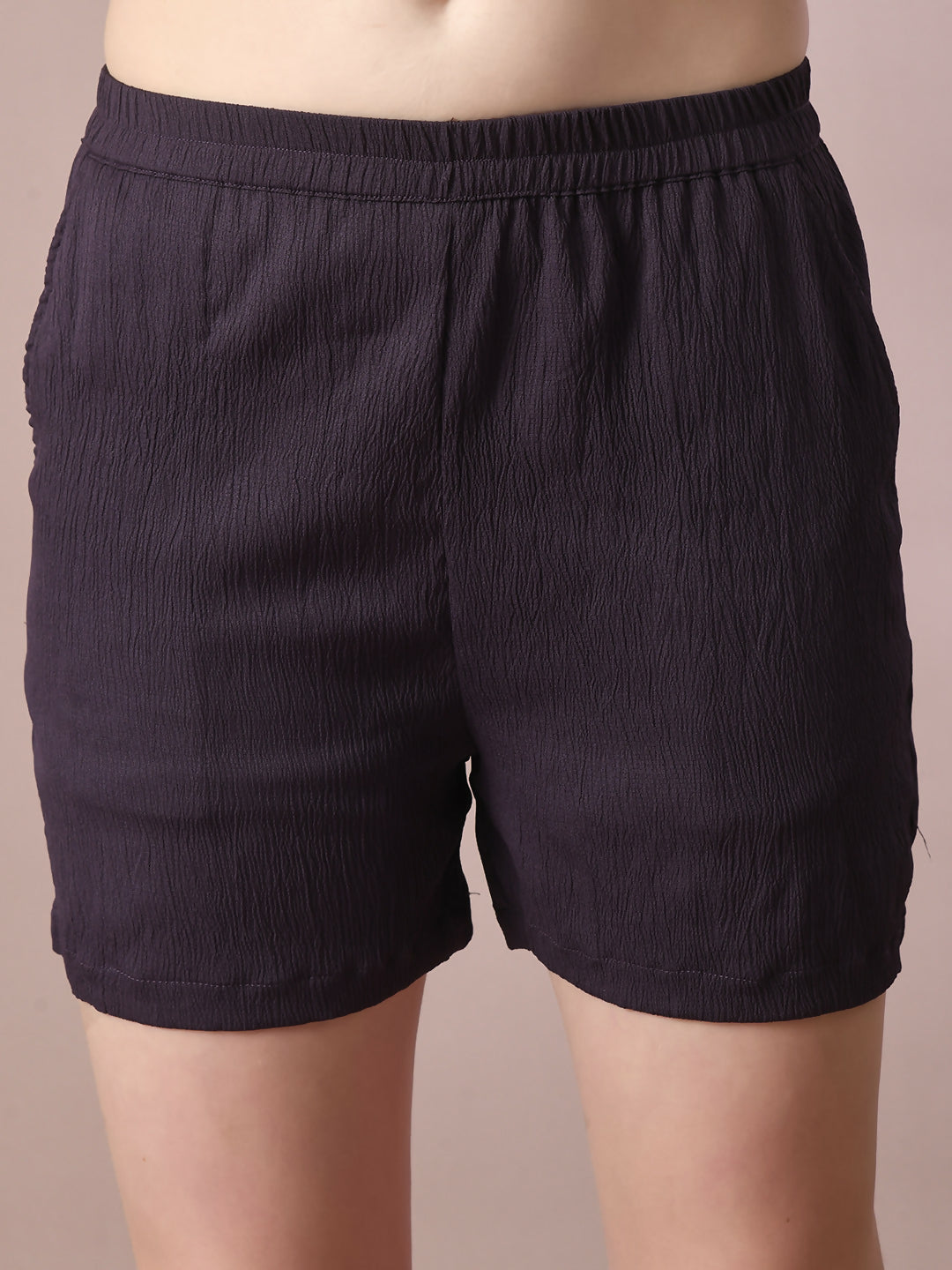 Myshka Women's Violet Solid Shirt Collar Party Shirt With Shorts Co-ord set - Distacart