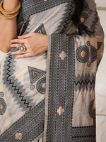 Thumbnail for Astita Linen Cotton Black & Cream Saree