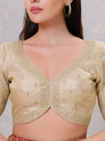 Thumbnail for Joban Fashion Women Silk Light-Gold Stitched Blouse - Distacart