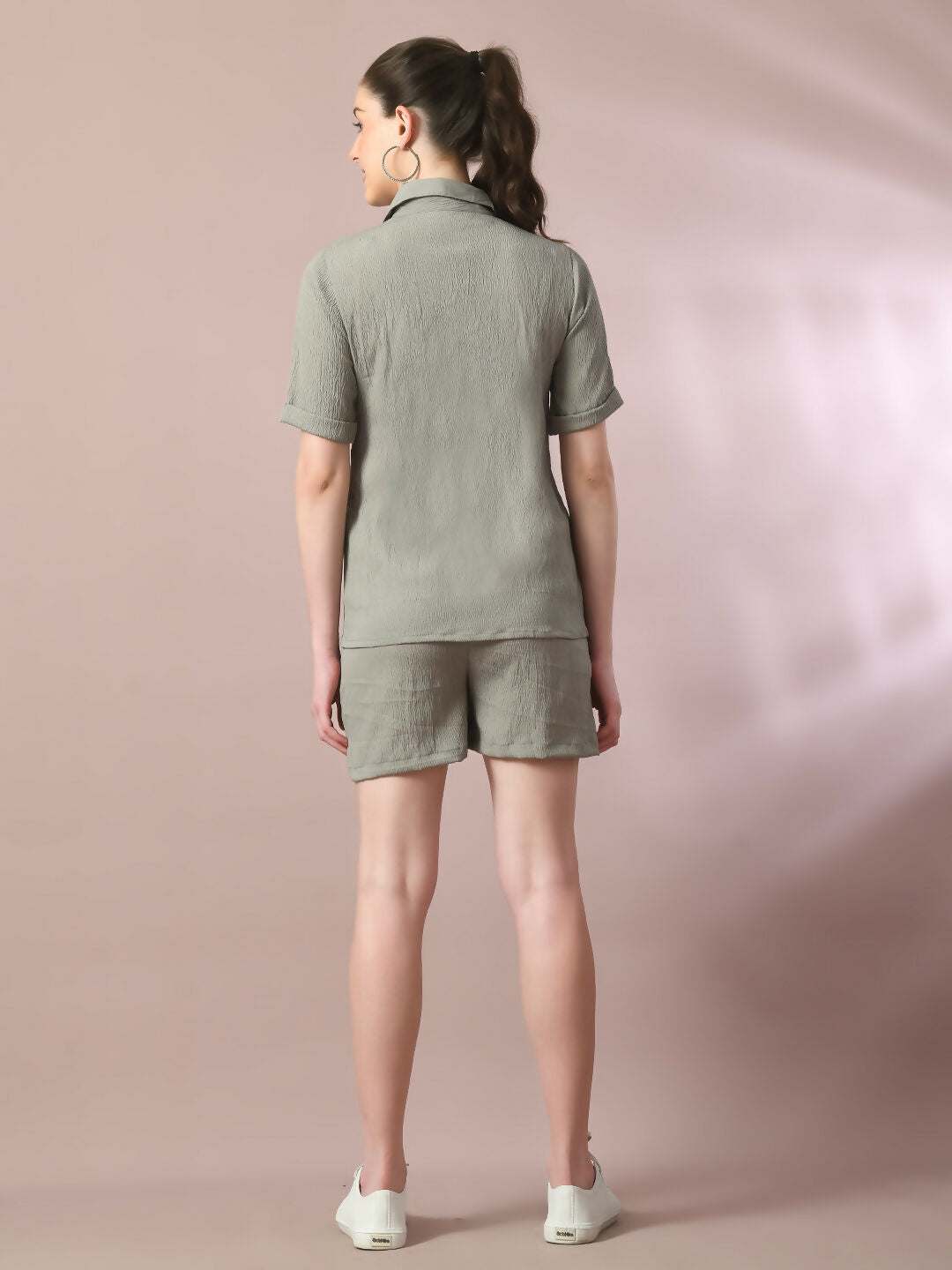 Myshka Women's Grey Solid Regular Fit Shirt - Distacart
