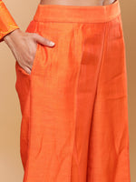 Thumbnail for BohoJazz Nazm Embroidered Cuff-Sleeves Kurta Set with Dupatta - Rust Orange