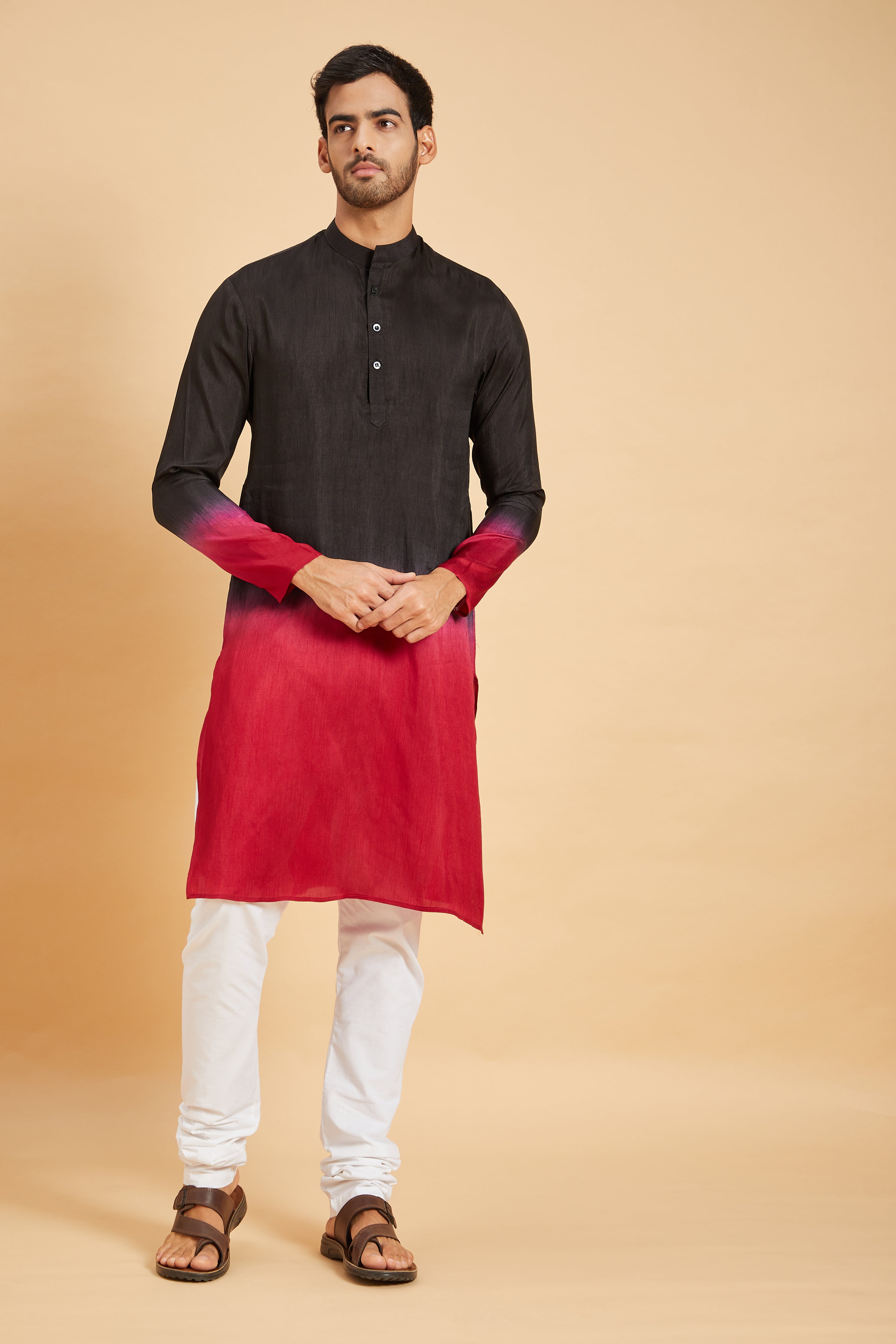 Red Knight Ombre Kurta by Hilo Design - Distacart