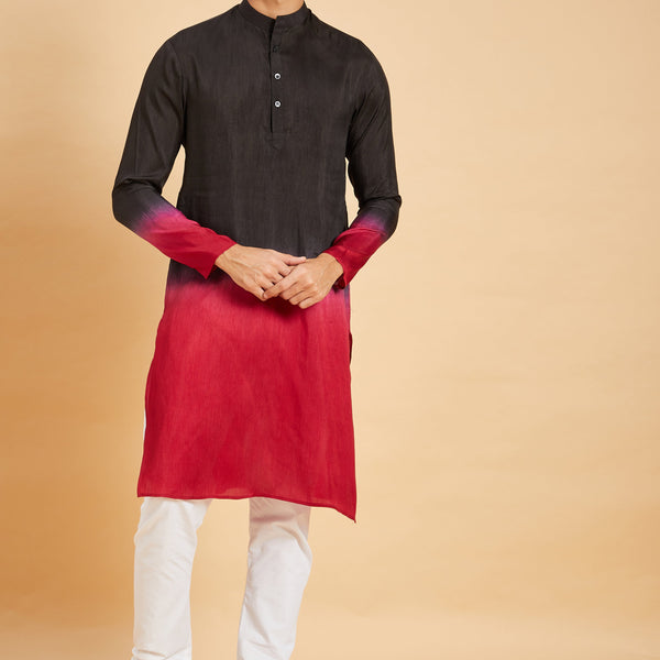 Red Knight Ombre Kurta by Hilo Design - Distacart