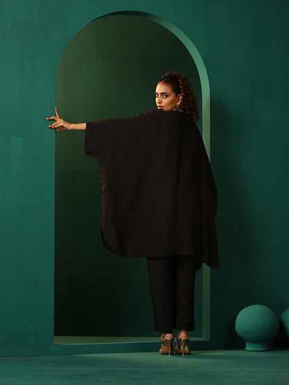 trueBrowns Black Silk Kaftan Pant Set - Distacart