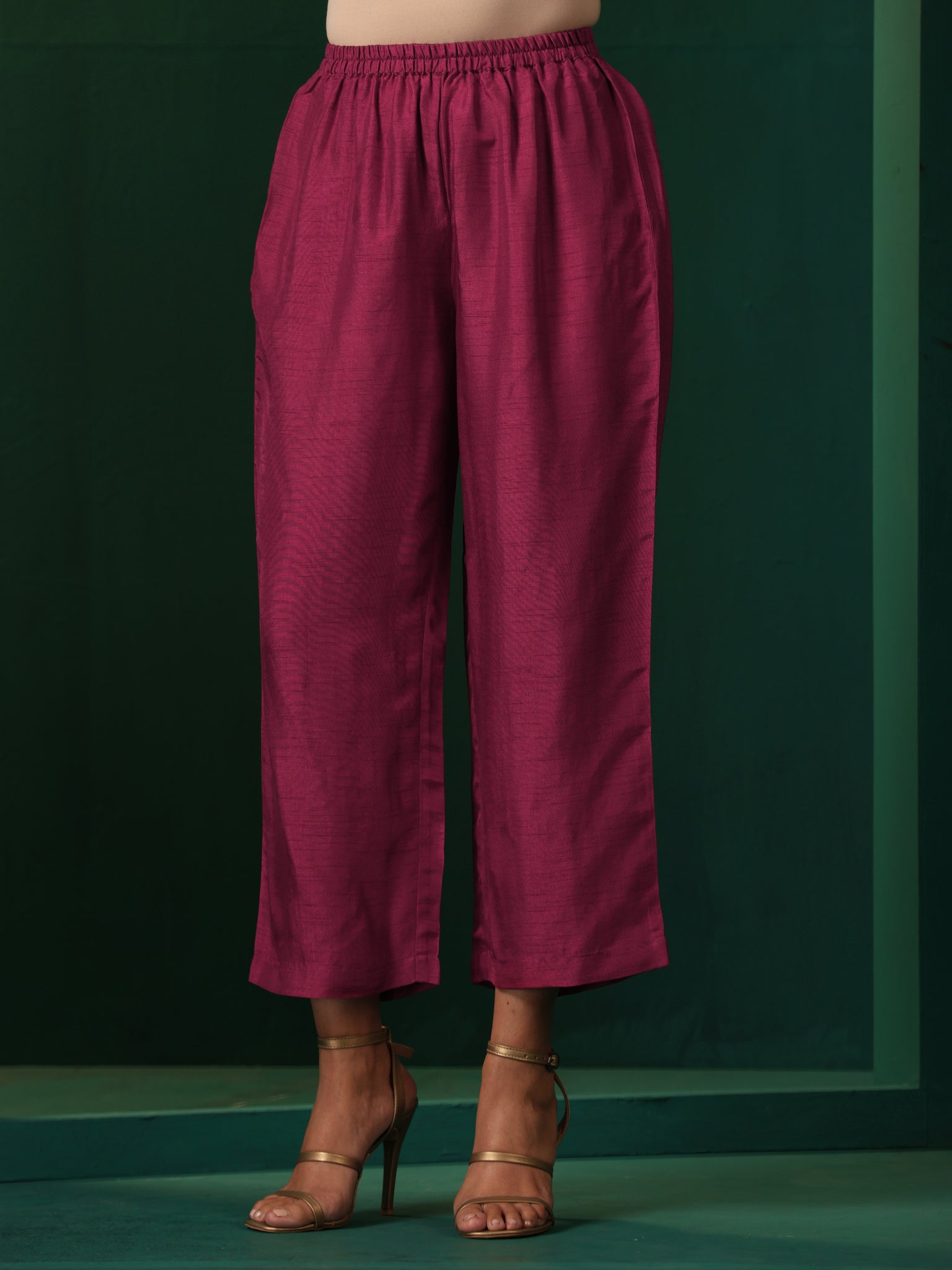 trueBrowns Light Mauve Silk Front Pleat Kurta Pant Set - Distacart