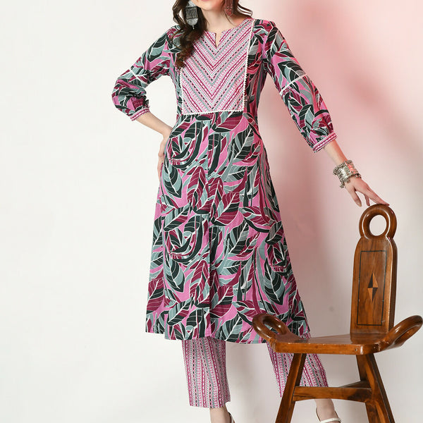 Myshka Women's Multi Printed Kurta With Palazzos - Distacart